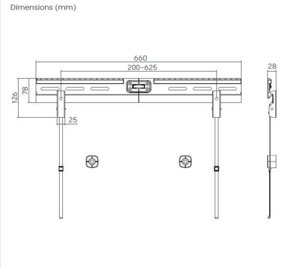 EQuip Studless TV Wall Mount Bracket 37"-86" Black