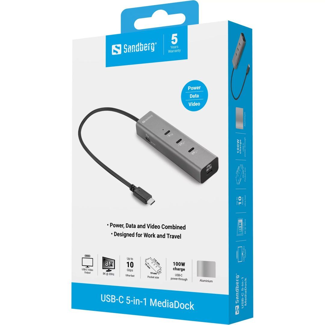 Sandberg USB-C 5-in-1 MediaDock Sandberg USB-C 5-in-1 MediaDock