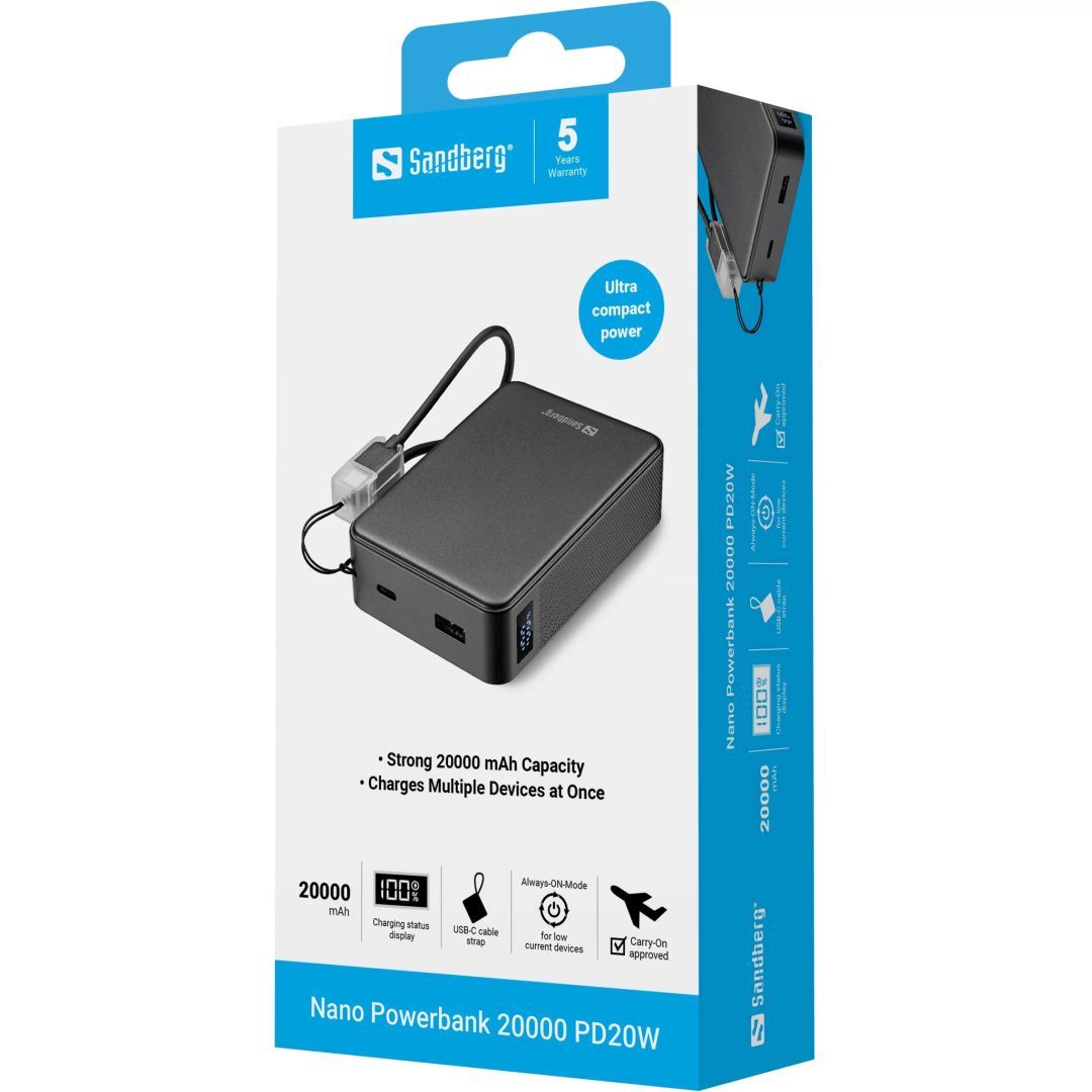 Sandberg SANDBERG Nano Powerbank 20000 PD20W Sandberg SANDBERG Nano Powerbank 20000 PD20W