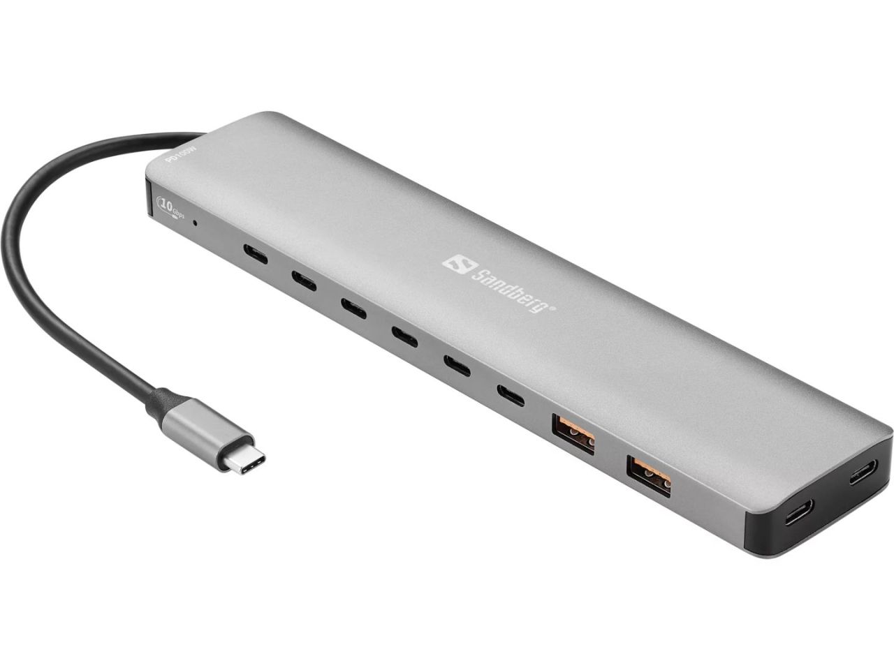 Sandberg USB-C to 8xUSB-C+2xUSB-A 100W Grey Sandberg USB-C to 8xUSB-C+2xUSB-A 100W Grey