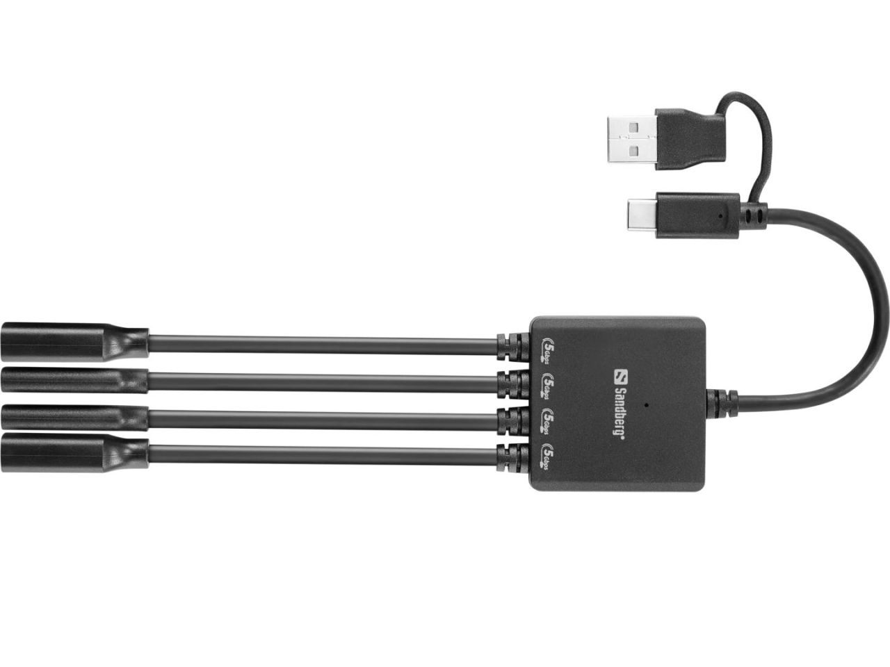 Sandberg USB-C/A to 2A+2C Splitter Black Sandberg USB-C/A to 2A+2C Splitter Black