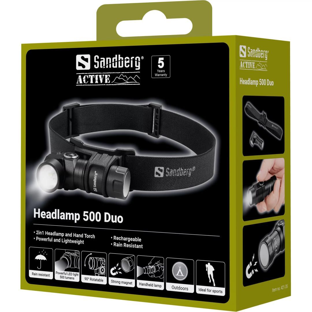Sandberg Headlamp 500 Duo Black Sandberg Headlamp 500 Duo Black