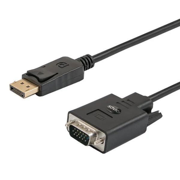 Savio CL-203 DisplayPort to VGA cable 1,8m Black Savio CL-203 DisplayPort to VGA cable 1,8m Black