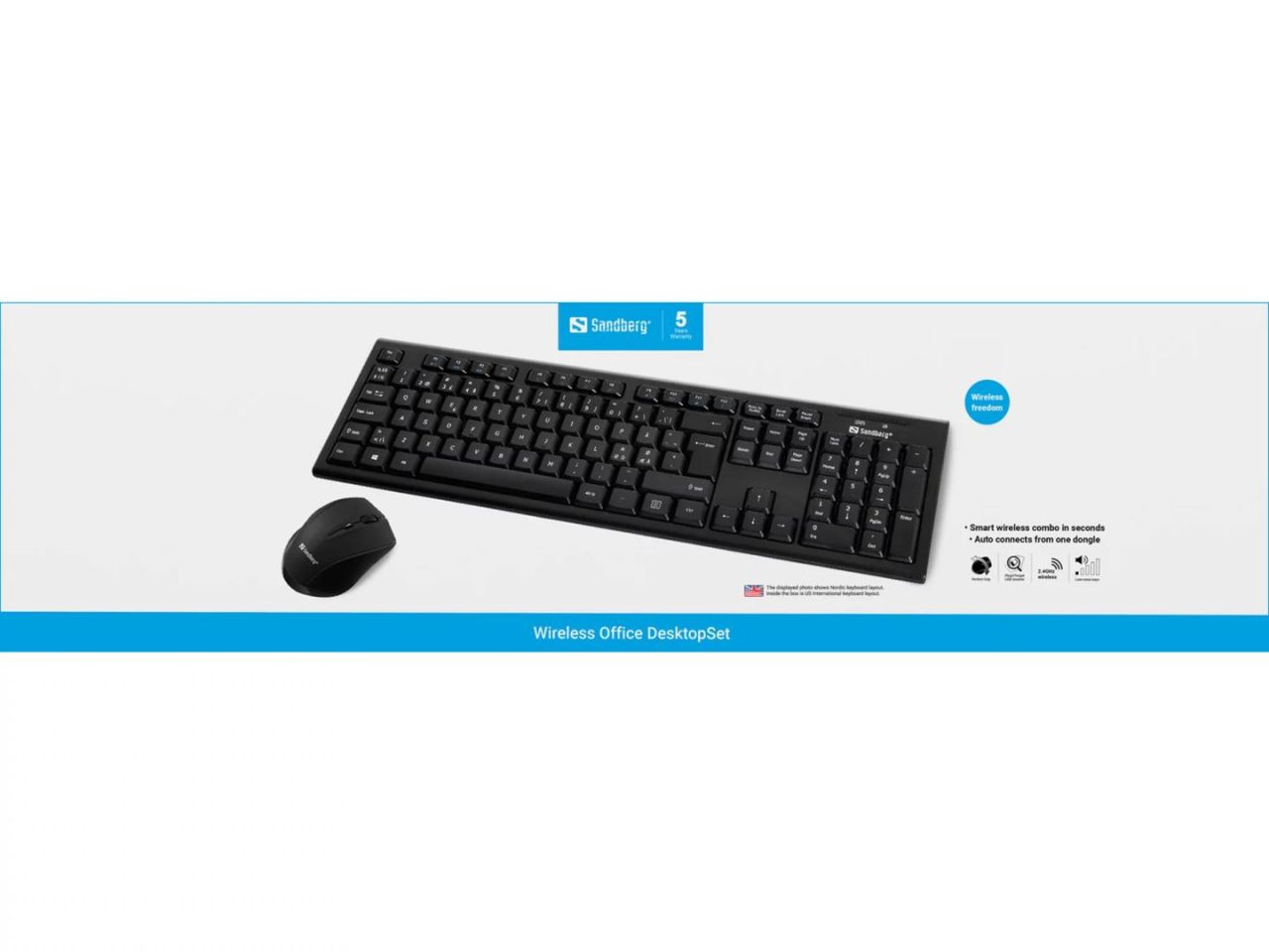 Sandberg Office DesktopSet INT Wireless Keyboard Combo Black HU Sandberg Office DesktopSet INT Wireless Keyboard Combo Black HU