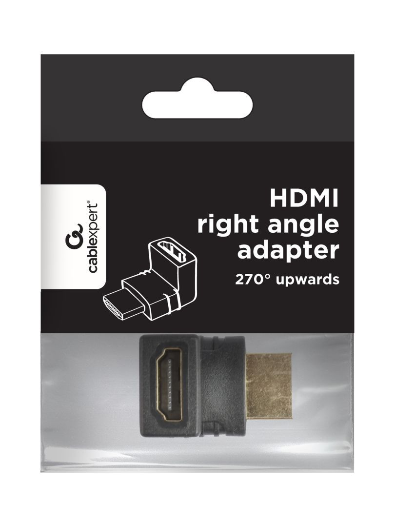 Gembird HDMI right angle adapter 270° upwards Black Gembird HDMI right angle adapter 270° upwards Black