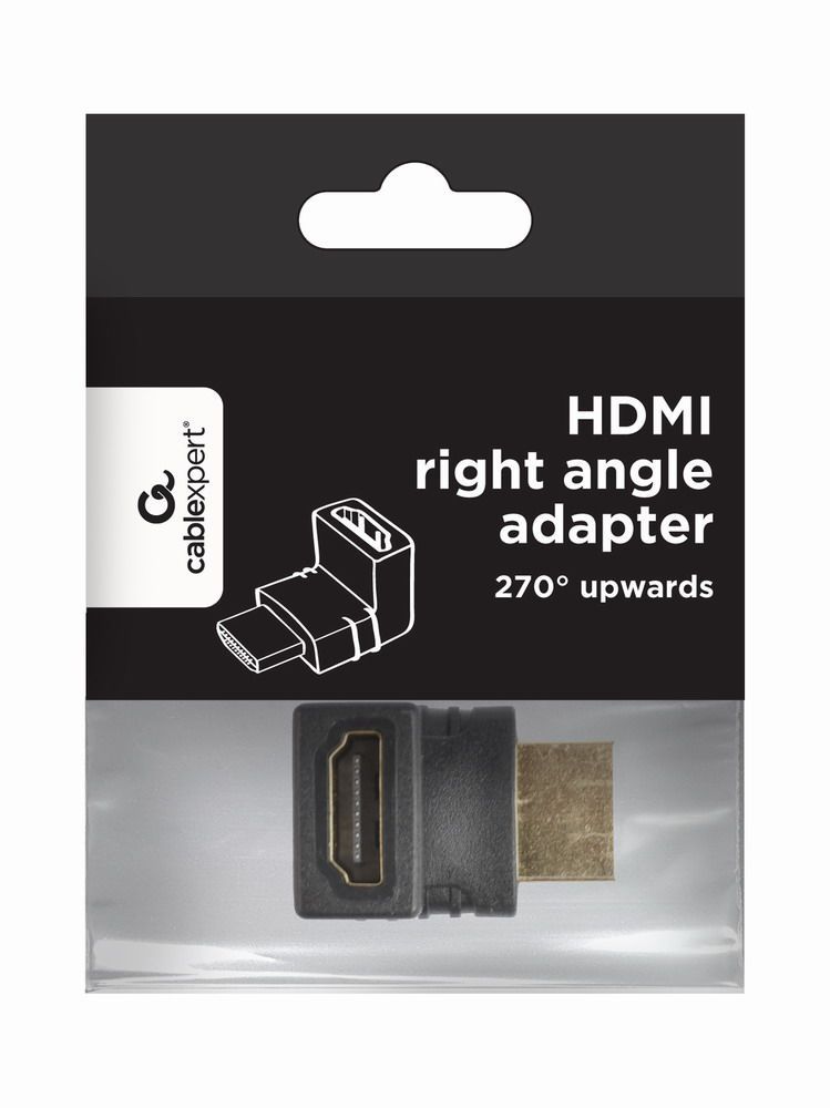 Gembird HDMI right angle adapter 270° upwards Black Gembird HDMI right angle adapter 270° upwards Black