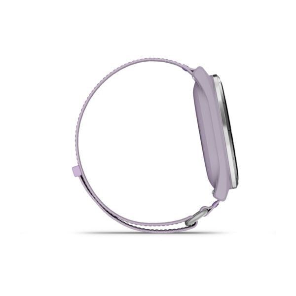 Garmin Approach J1 Silver Aluminum Bezel with Lilac ComfortFit Fabric Band