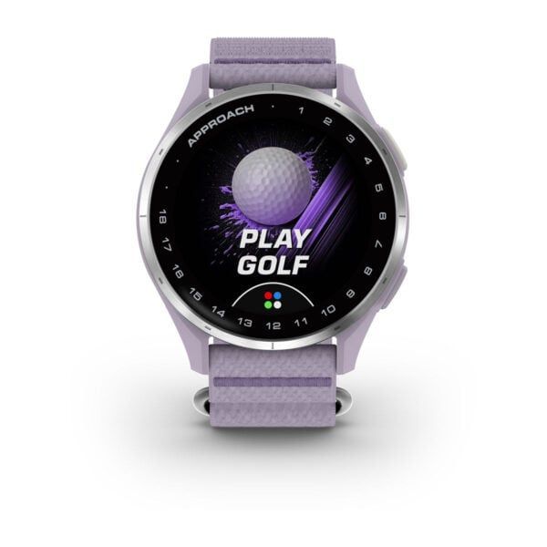 Garmin Approach J1 Silver Aluminum Bezel with Lilac ComfortFit Fabric Band