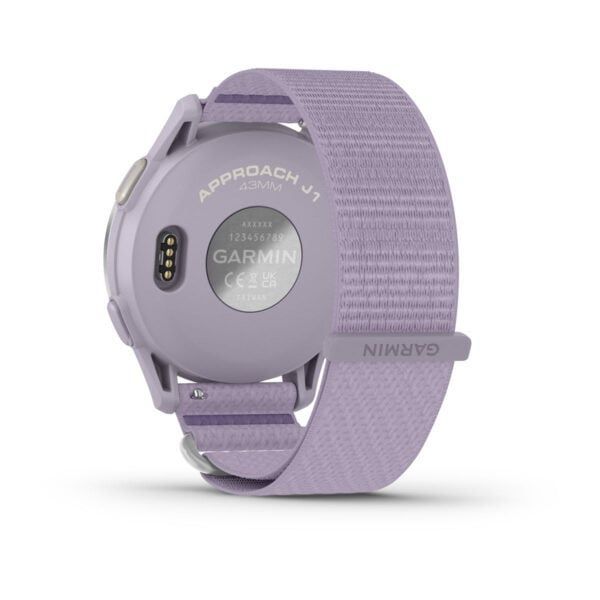 Garmin Approach J1 Silver Aluminum Bezel with Lilac ComfortFit Fabric Band