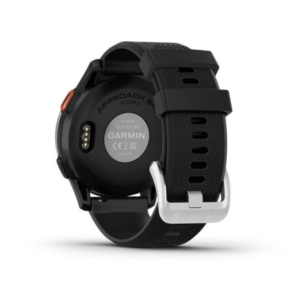 Garmin Approach S44 Silver Aluminum Bezel with Black Silicone Band