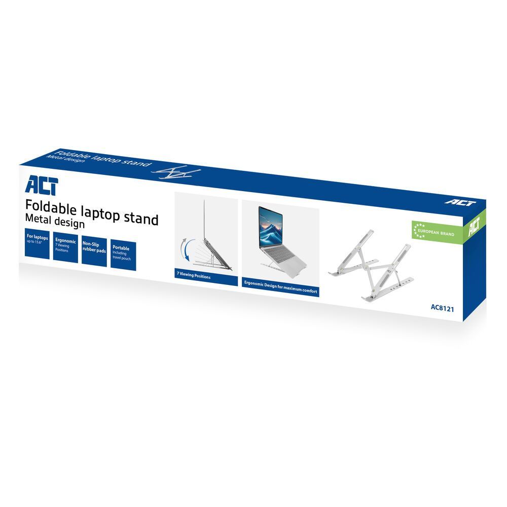 ACT AC8121 Összecsukható laptop-tartó 7 fokozatban állítható magasság ACT AC8121 Összecsukható laptop-tartó 7 fokozatban állítható magasság