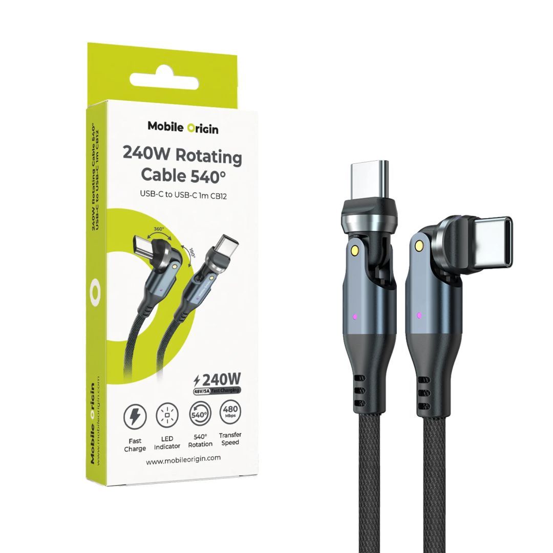 Mobile Origin 240W Rotating Cable 540° USB-C to USB-C 1m Black Mobile Origin 240W Rotating Cable 540° USB-C to USB-C 1m Black