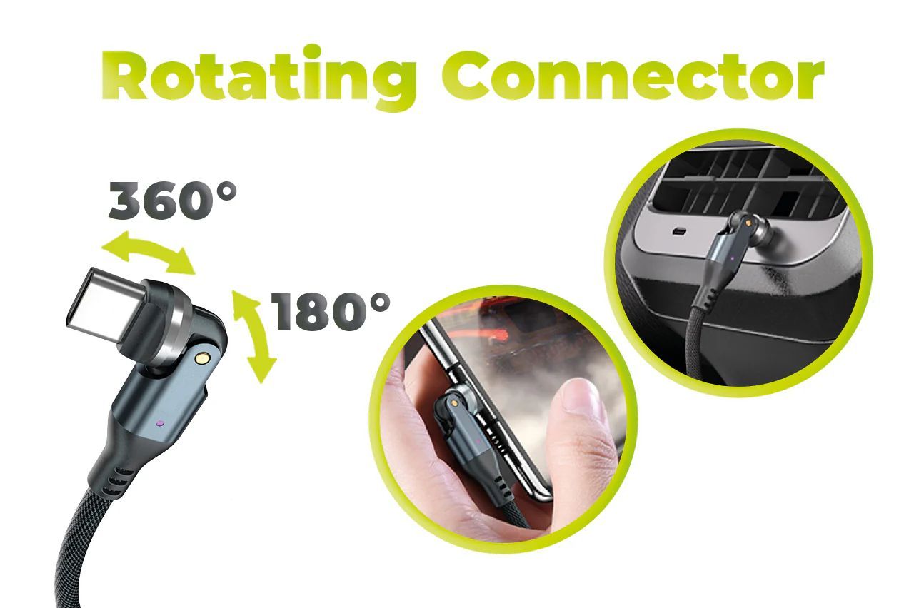 Mobile Origin 240W Rotating Cable 540° USB-C to USB-C 1m Black Mobile Origin 240W Rotating Cable 540° USB-C to USB-C 1m Black
