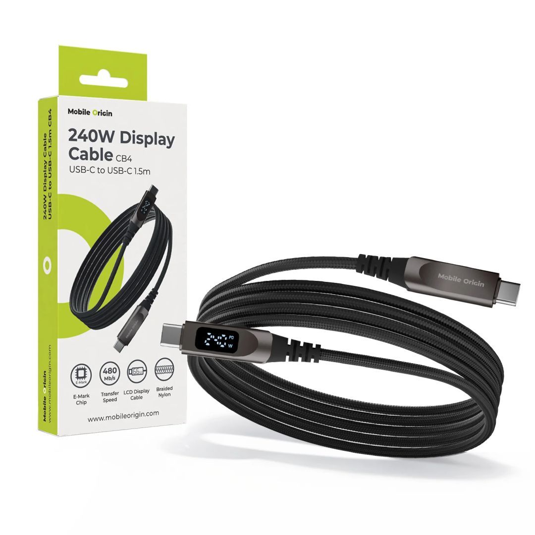 Mobile Origin 240W Display Cable USB-C to USB-C 1,5m Black Mobile Origin 240W Display Cable USB-C to USB-C 1,5m Black