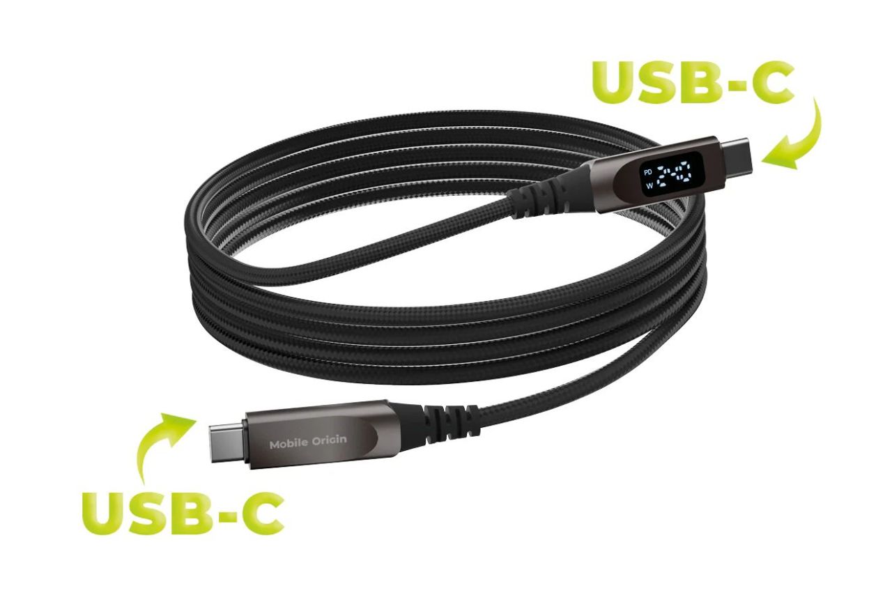 Mobile Origin 240W Display Cable USB-C to USB-C 1,5m Black Mobile Origin 240W Display Cable USB-C to USB-C 1,5m Black