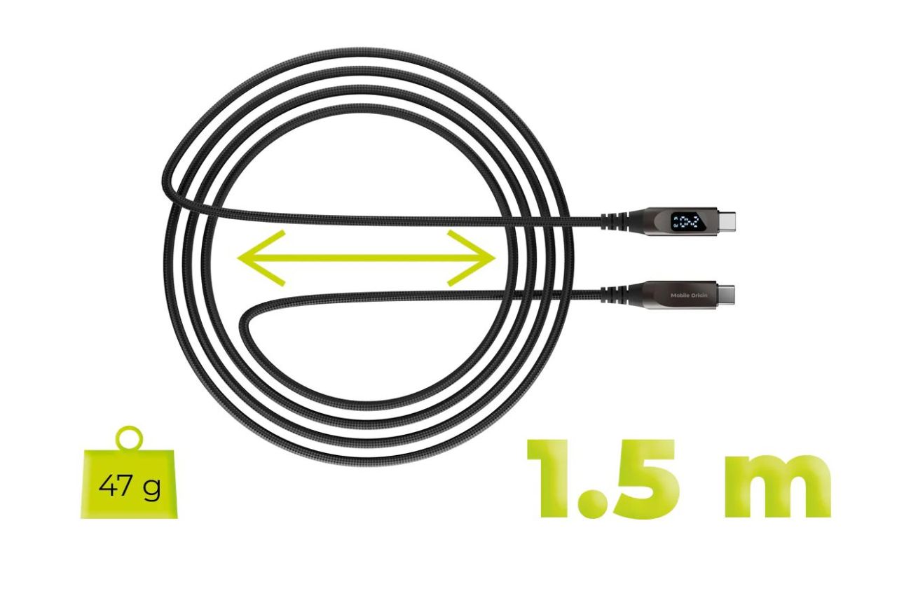 Mobile Origin 240W Display Cable USB-C to USB-C 1,5m Black Mobile Origin 240W Display Cable USB-C to USB-C 1,5m Black