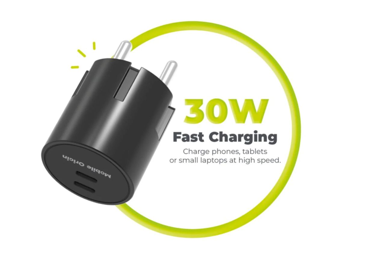 Mobile Origin 30W Charger Plug PW33 2x USB-C Black Mobile Origin 30W Charger Plug PW33 2x USB-C Black
