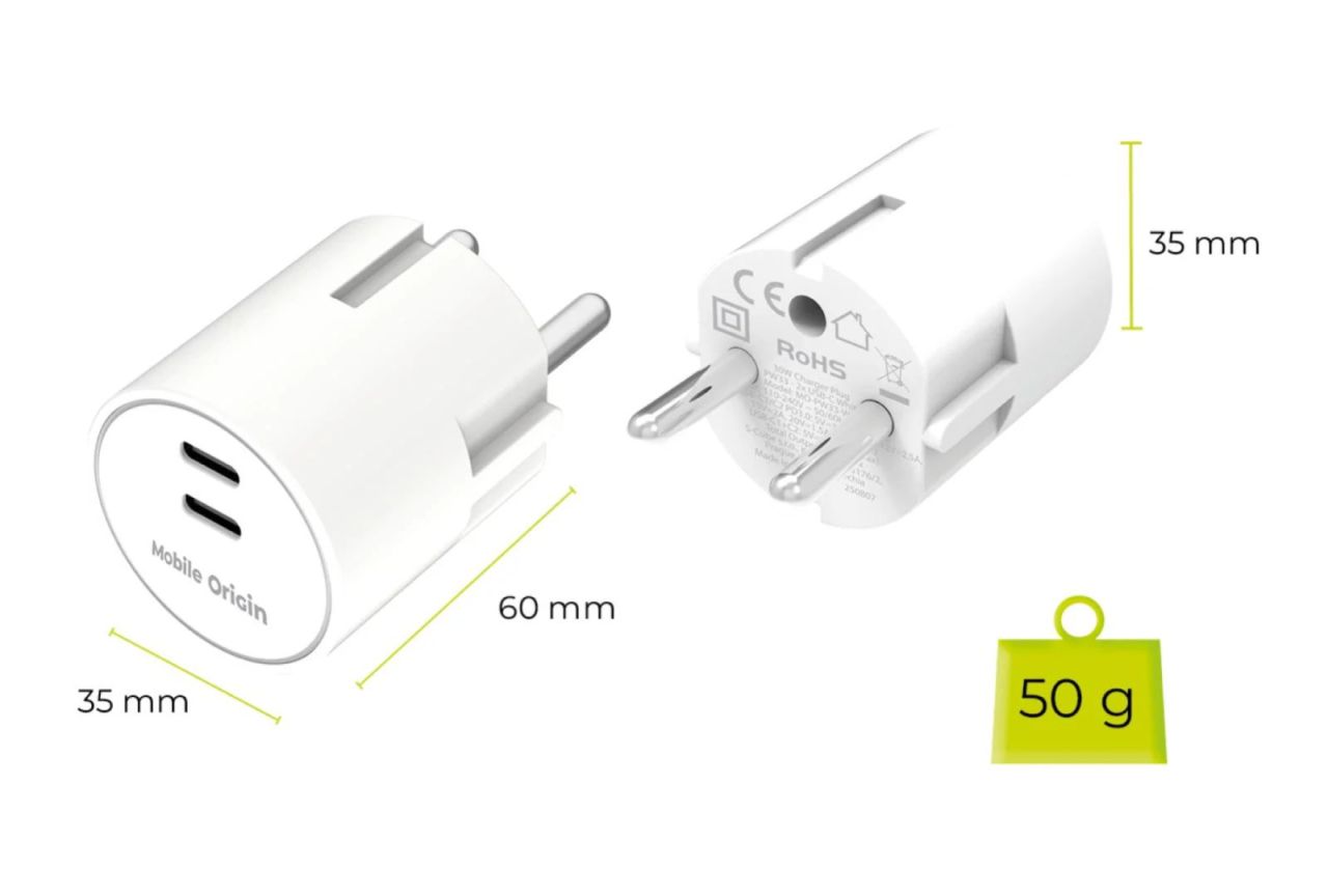 Mobile Origin 30W Charger Plug PW33 2x USB-C White Mobile Origin 30W Charger Plug PW33 2x USB-C White