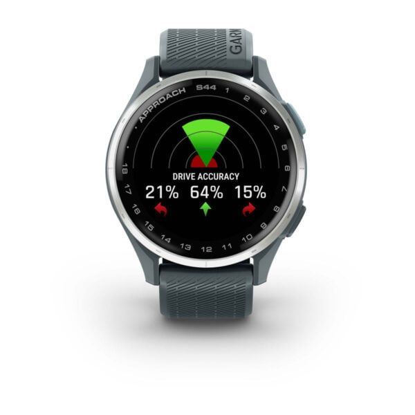 Garmin Approach S44 Silver Aluminum Bezel with Twilight Silicone Band