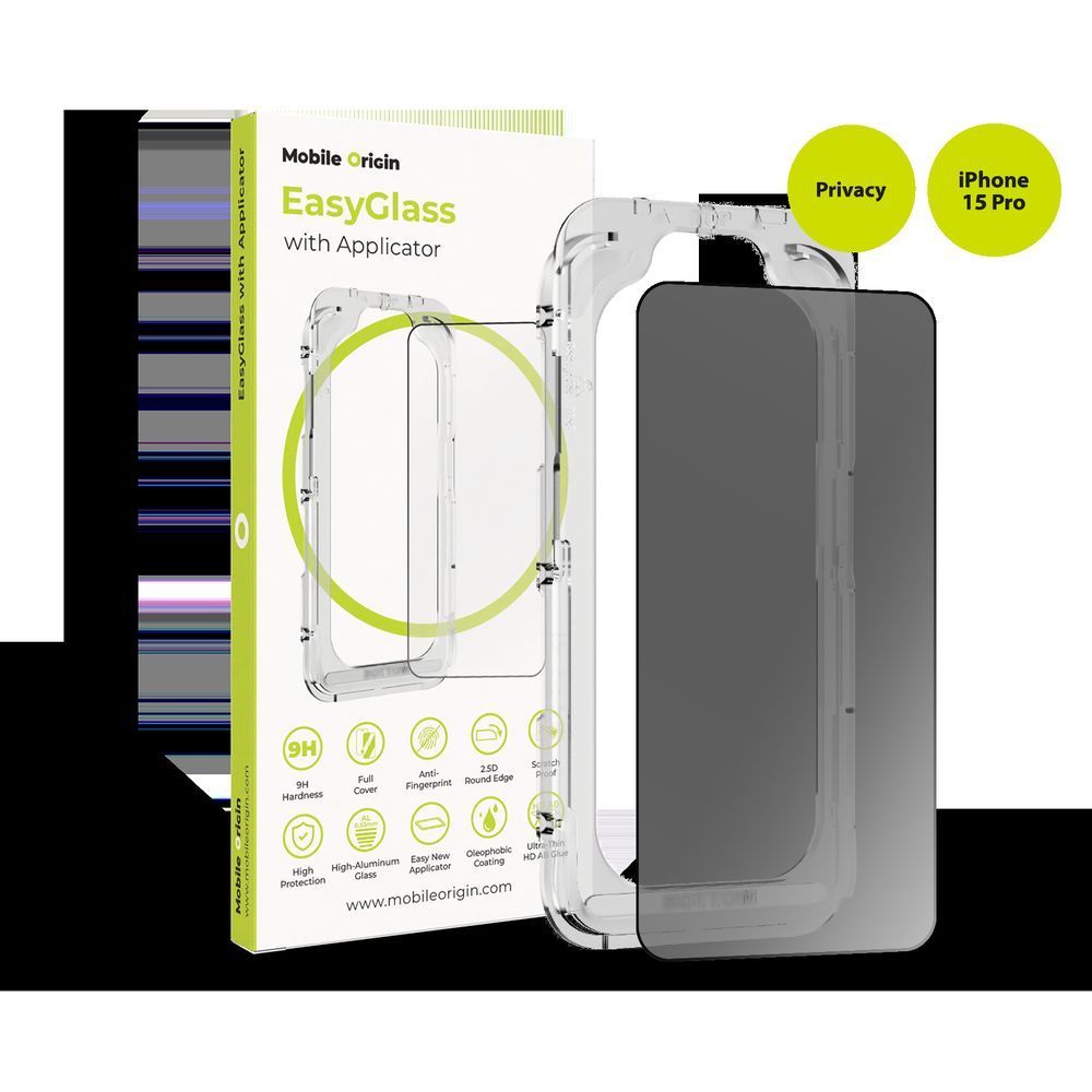 Mobile Origin EasyGlass Privacy with Applicator for iPhone 15 Pro Mobile Origin EasyGlass Privacy with Applicator for iPhone 15 Pro