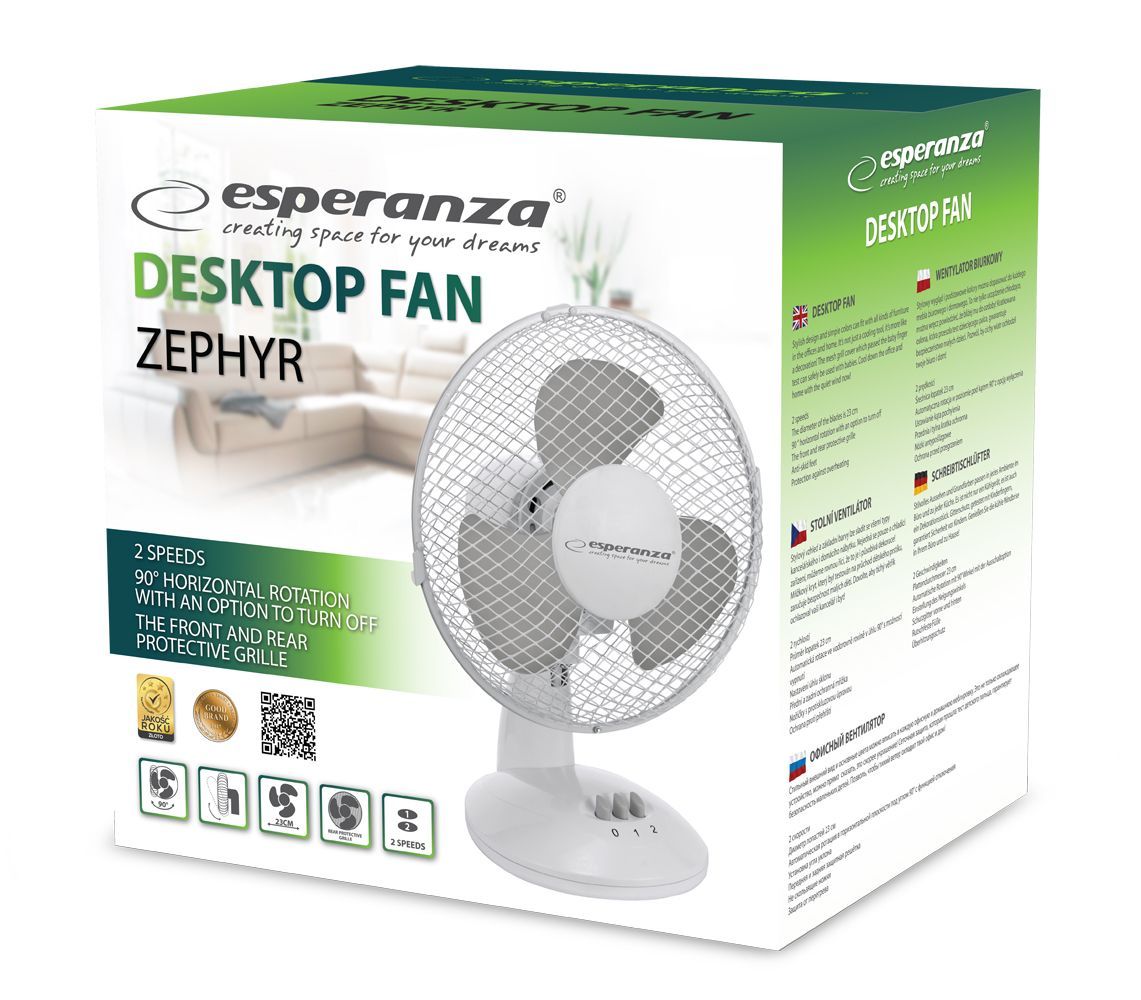 Esperanza Desk Cooling Fan 9" Zephyr White Esperanza Desk Cooling Fan 9" Zephyr White