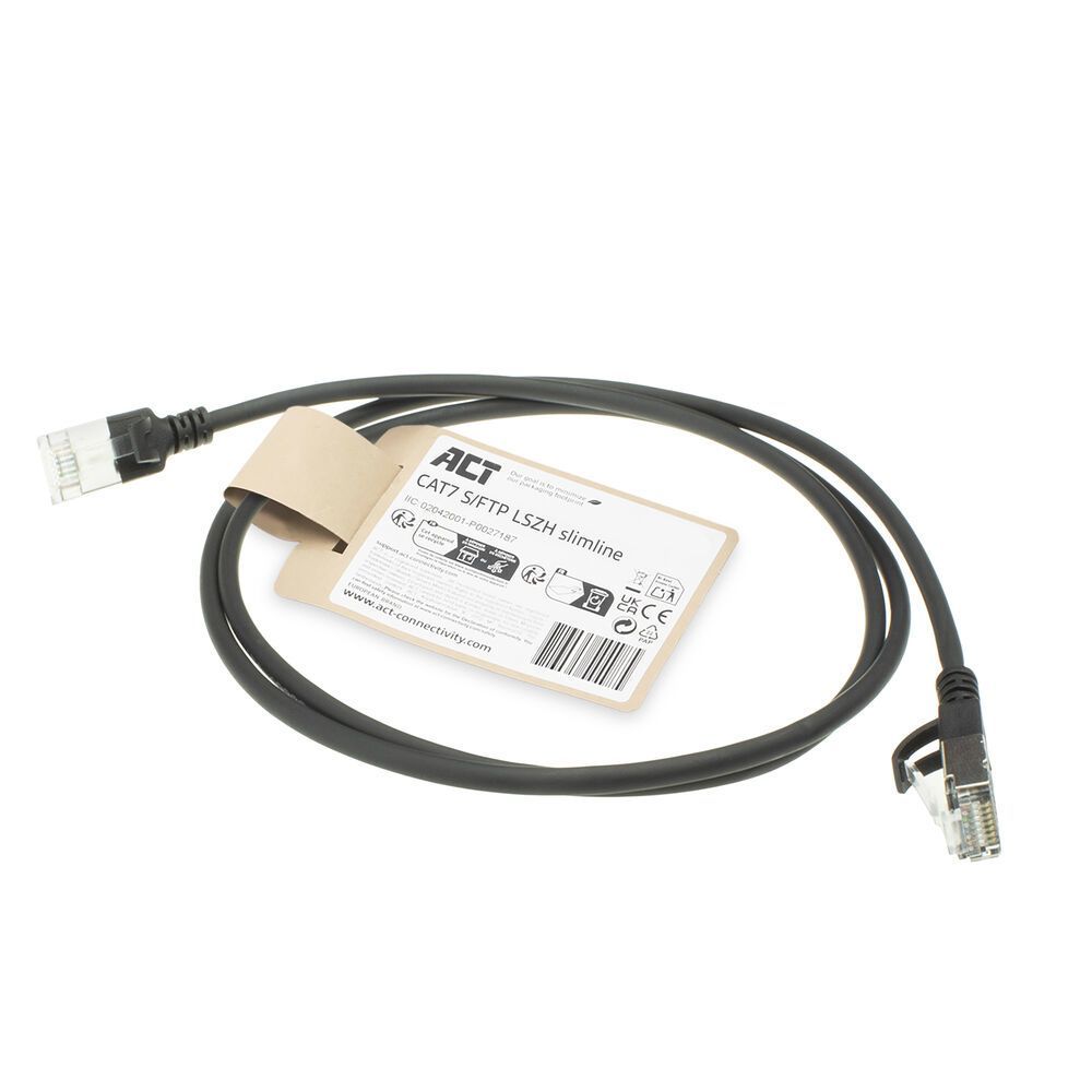 ACT CAT7 S-FTP Patch Cable 1m Black
