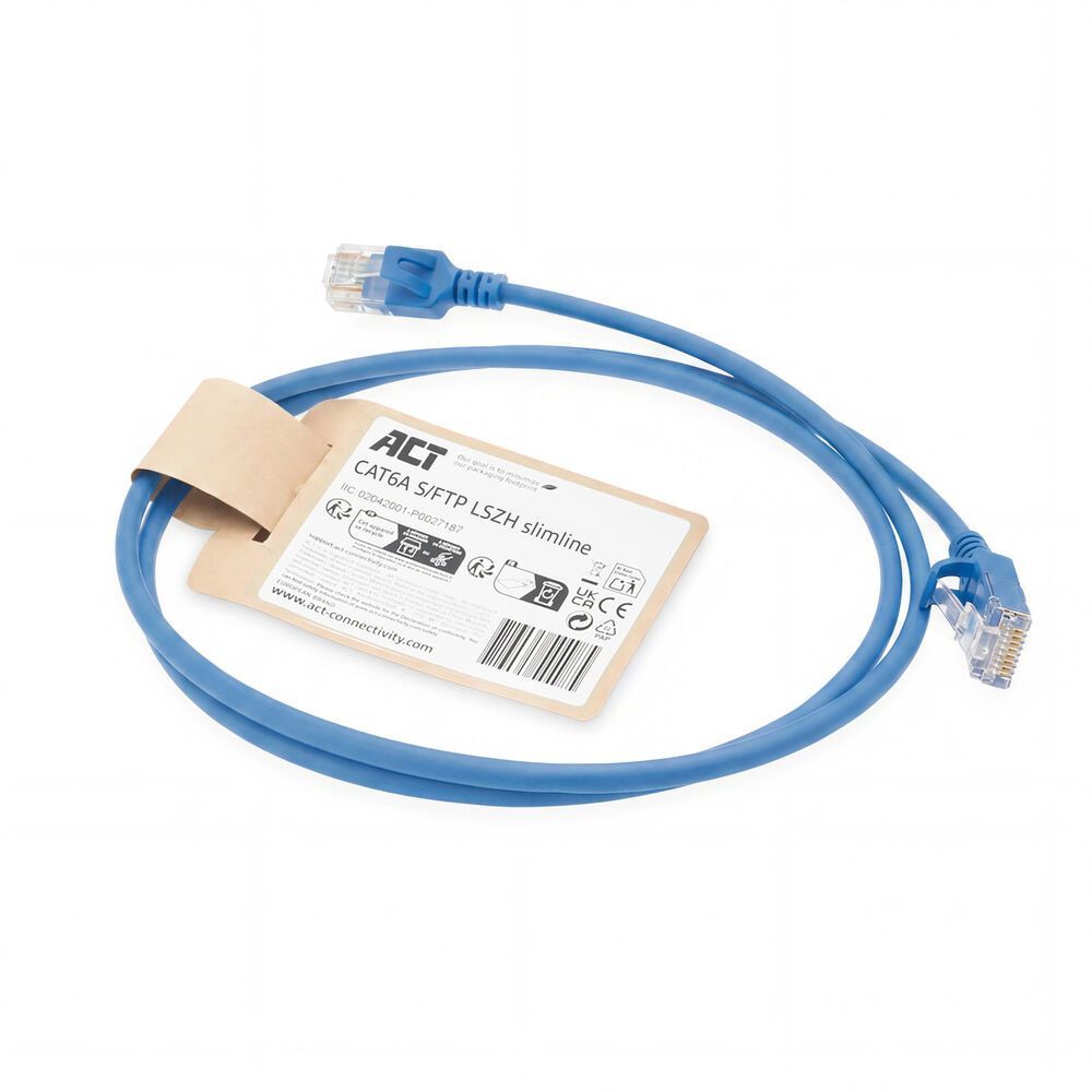ACT CAT6A S-FTP Patch Cable 0,5m Blue