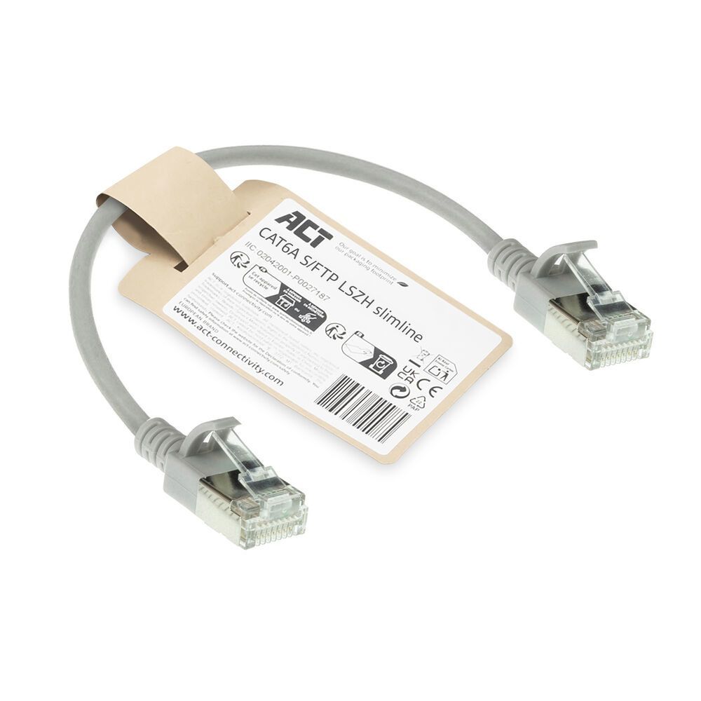 ACT CAT6A S-FTP Patch Cable 0,25m Grey