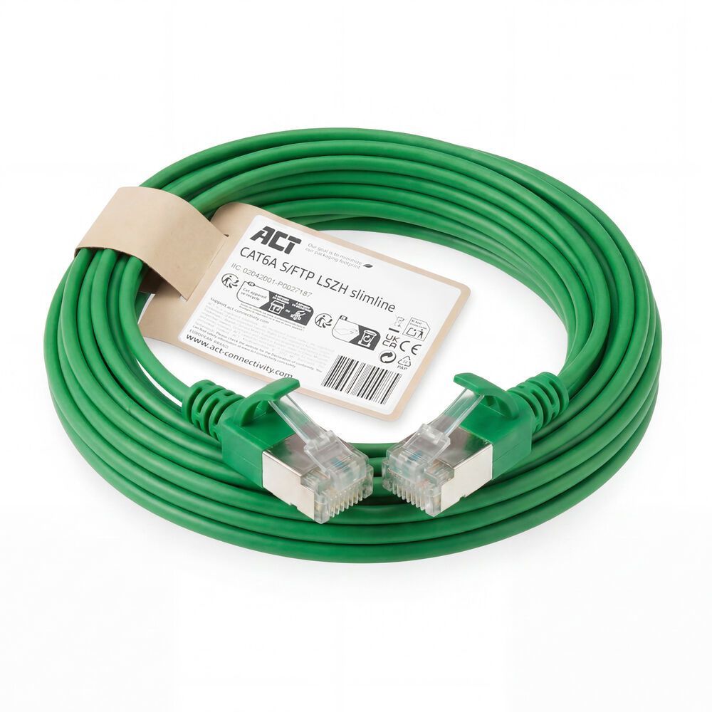 ACT CAT6A S-FTP Patch Cable 5m Green