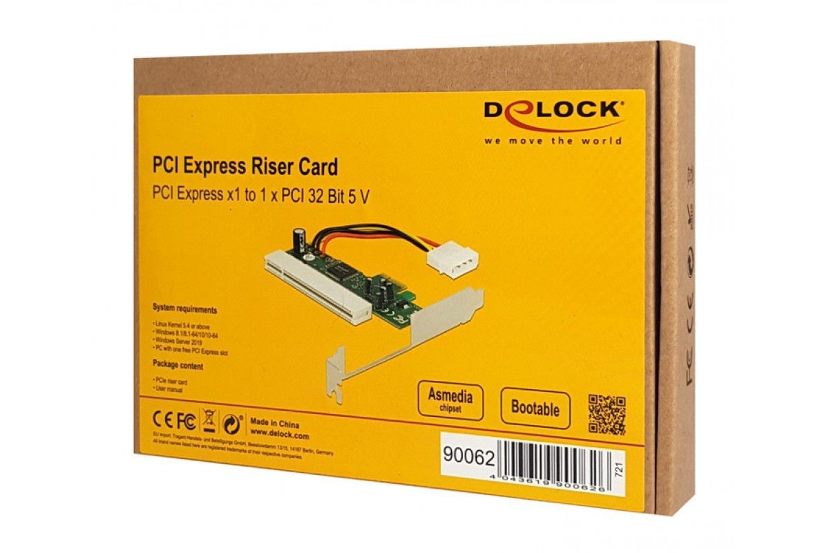 DeLock Riser Card PCI Express x1 to 1 x PCI 32 Bit 5 V Slot DeLock Riser Card PCI Express x1 to 1 x PCI 32 Bit 5 V Slot