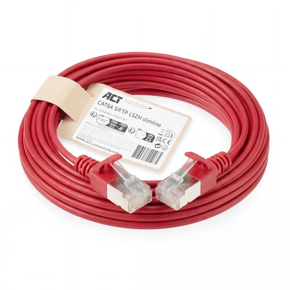 ACT CAT6A S-FTP Patch Cable 7m Red