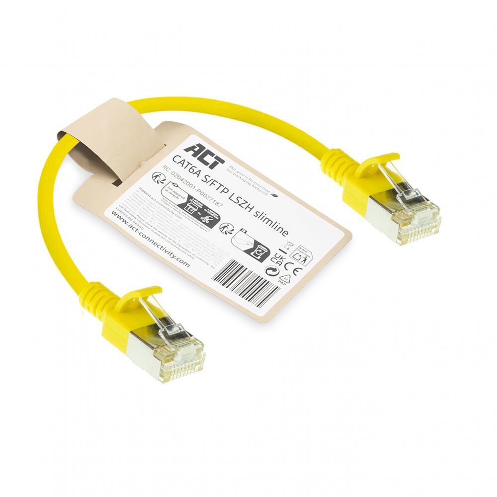 ACT CAT6A S-FTP Patch Cable 0,25m Yellow
