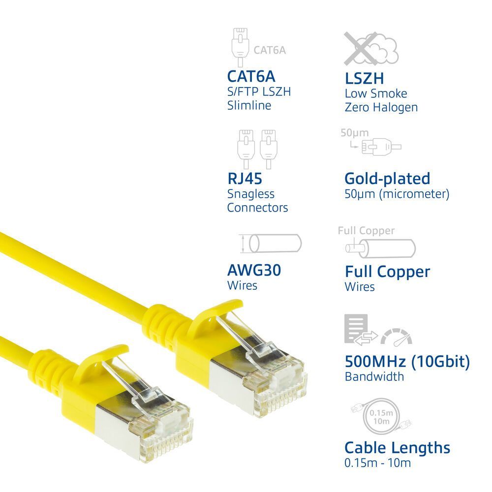 ACT CAT6A S-FTP Patch Cable 5m Yellow