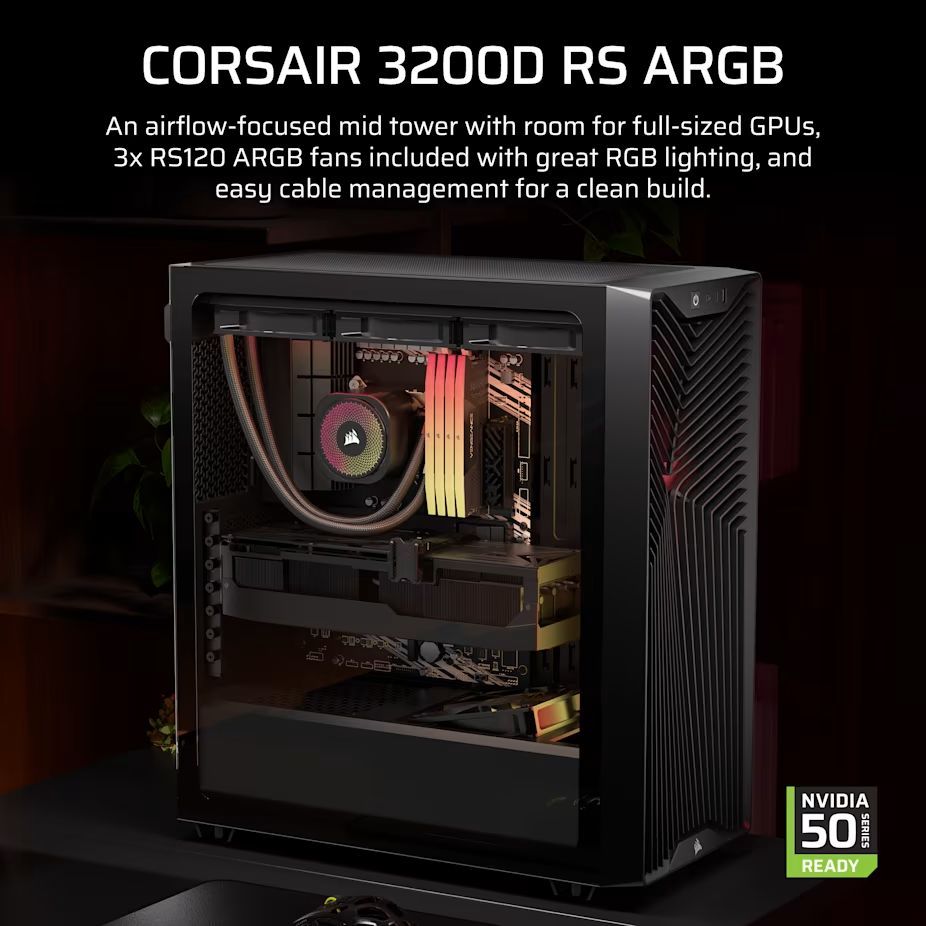 Corsair 3200D RS ARGB Tempered Glass Black Corsair 3200D RS ARGB Tempered Glass Black
