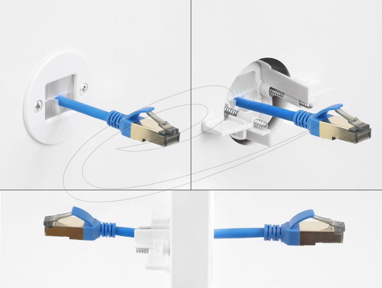 DeLock Cable Bushing with brush for wall mounting / desktop mounting white