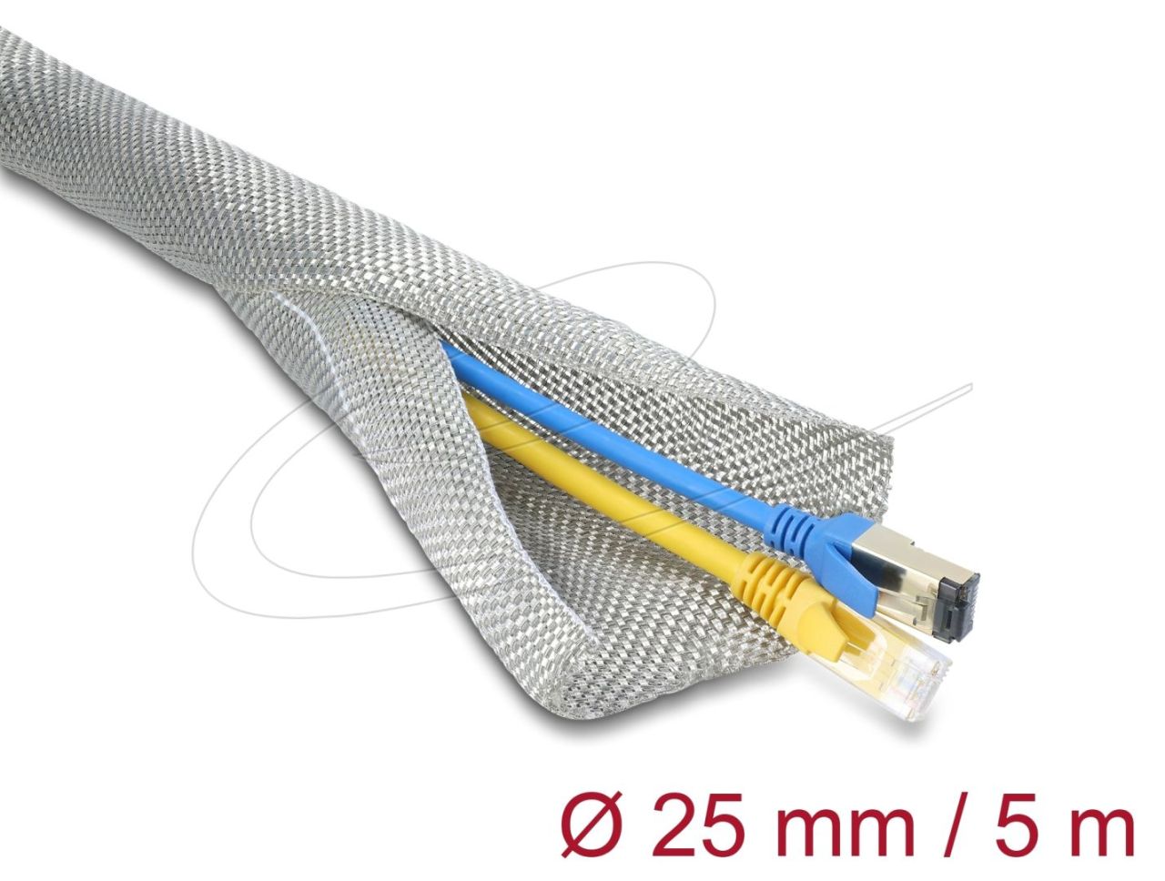 DeLock Braided Sleeve for EMC shielding self-closing 5mx25mm White