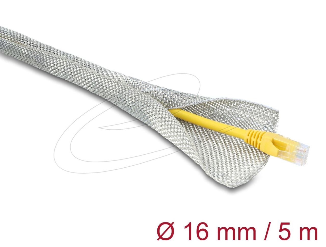 DeLock Braided Sleeve for EMC shielding self-closing 5mx16mm White