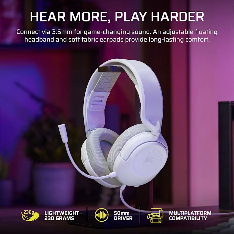 Corsair HS35 v3 Gaming Headset White Corsair HS35 v3 Gaming Headset White