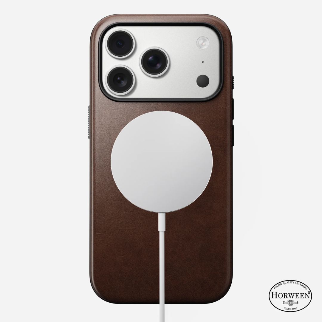 Nomad Modern Leather Case for iPhone 17 Pro Rustic Brown Horween
