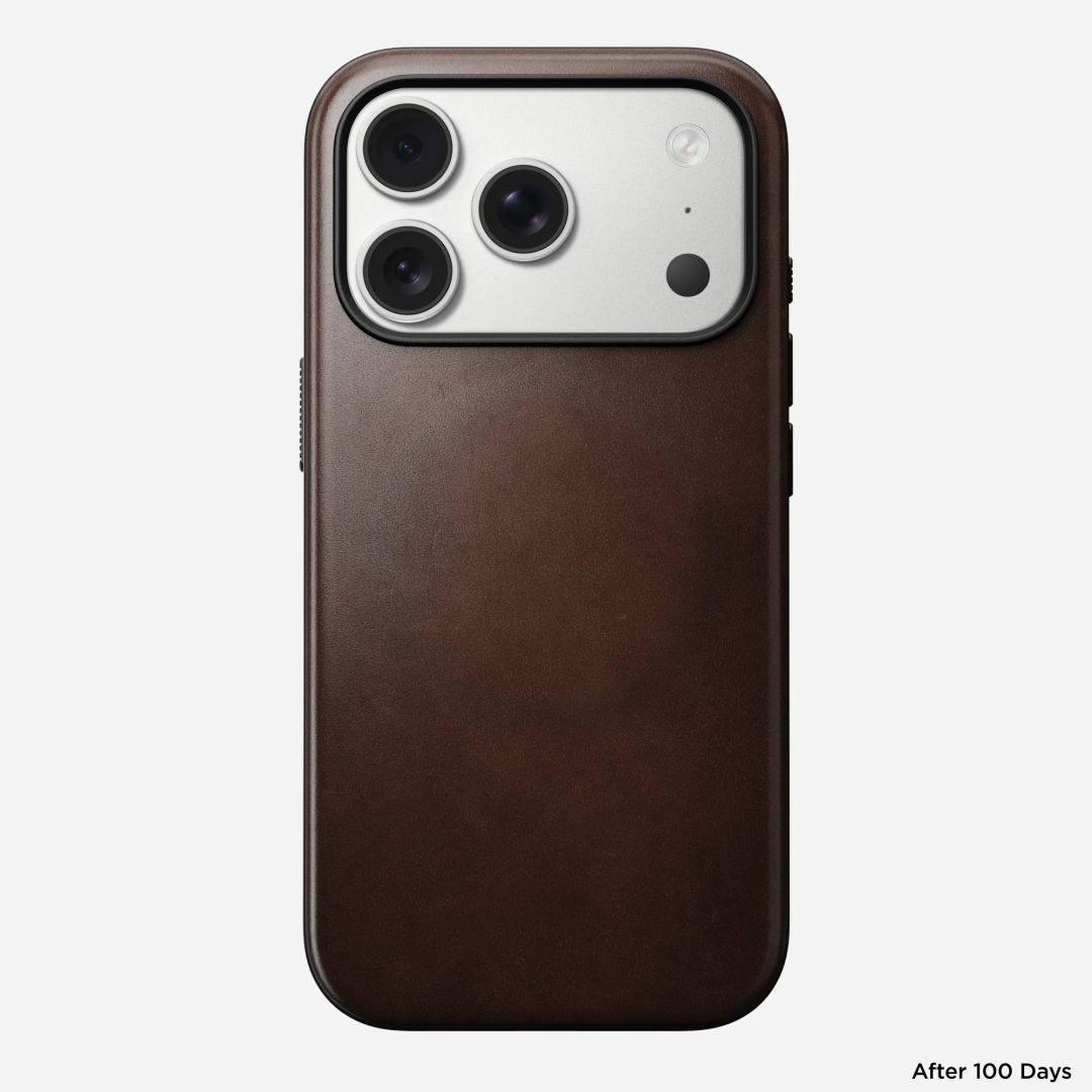 Nomad Modern Leather Case for iPhone 17 Pro Rustic Brown Horween