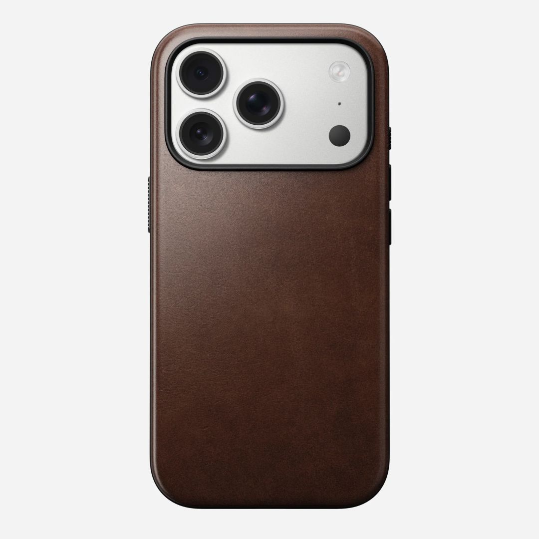 Nomad Modern Leather Case for iPhone 17 Pro Rustic Brown Horween