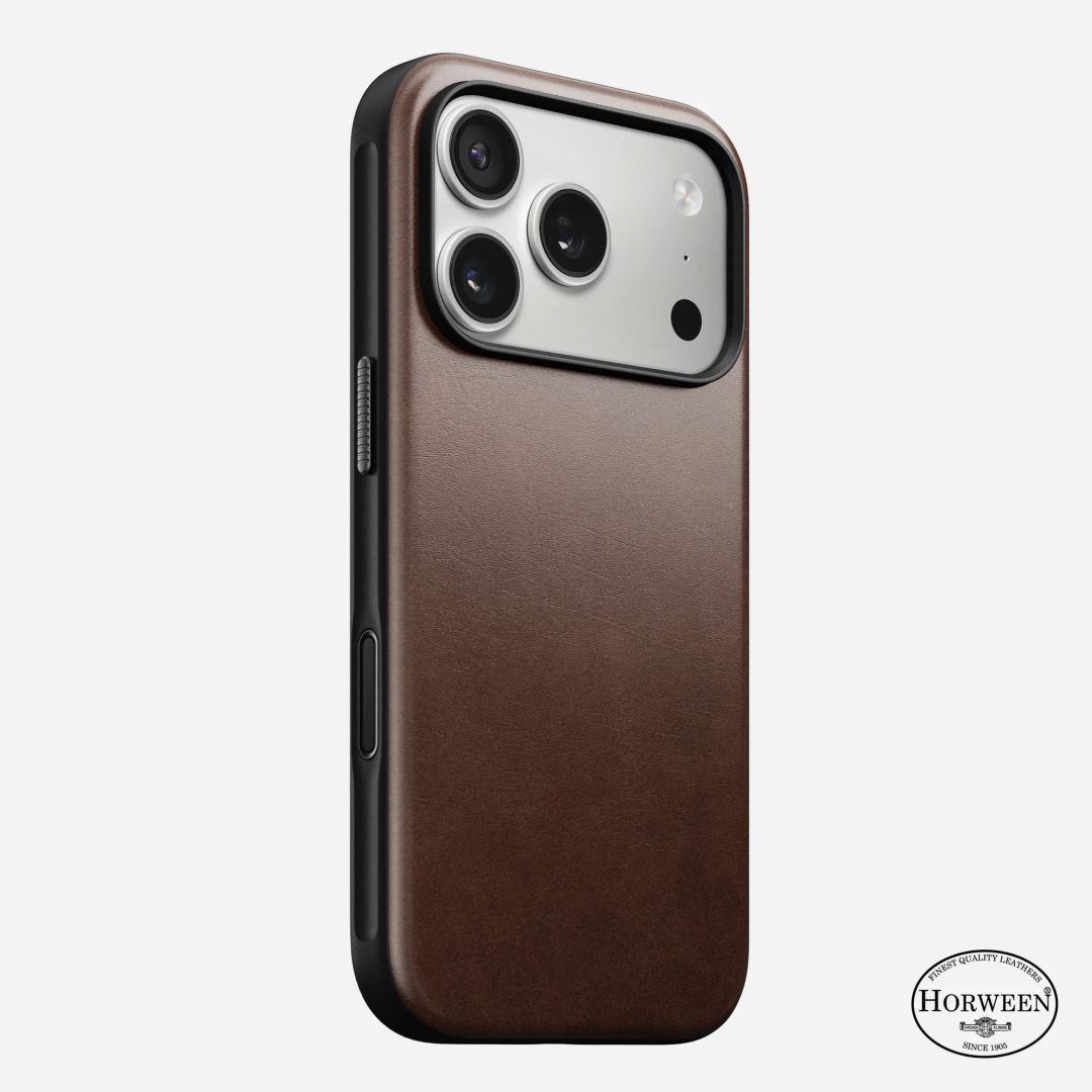 Nomad Modern Leather Case for iPhone 17 Pro Rustic Brown Horween