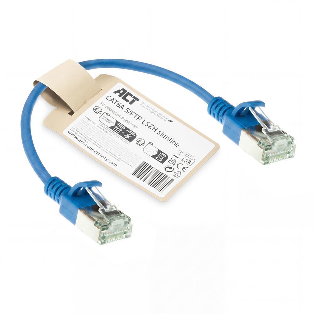 ACT CAT6A S-FTP Patch Cable 0,25m Blue