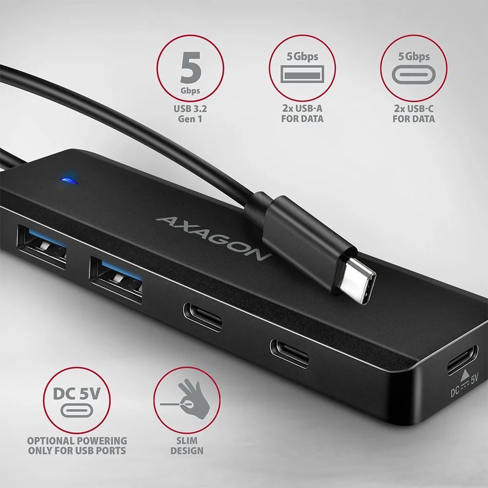 AXAGON 4-portos USB3.2 HUB Black