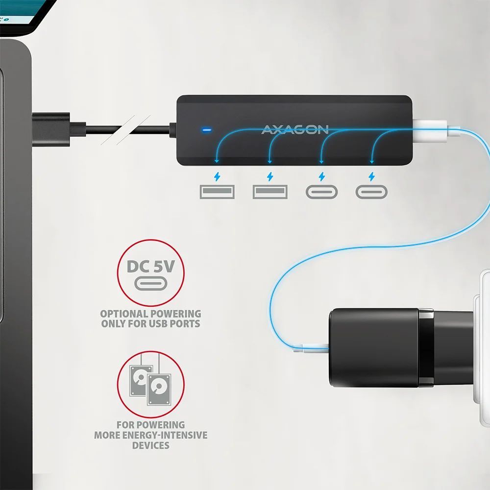 AXAGON 4-portos USB3.2 HUB Black AXAGON 4-portos USB3.2 HUB Black