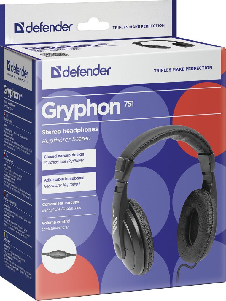 Defender Gryphon 751 Stereo headphones Black Defender Gryphon 751 Stereo headphones Black