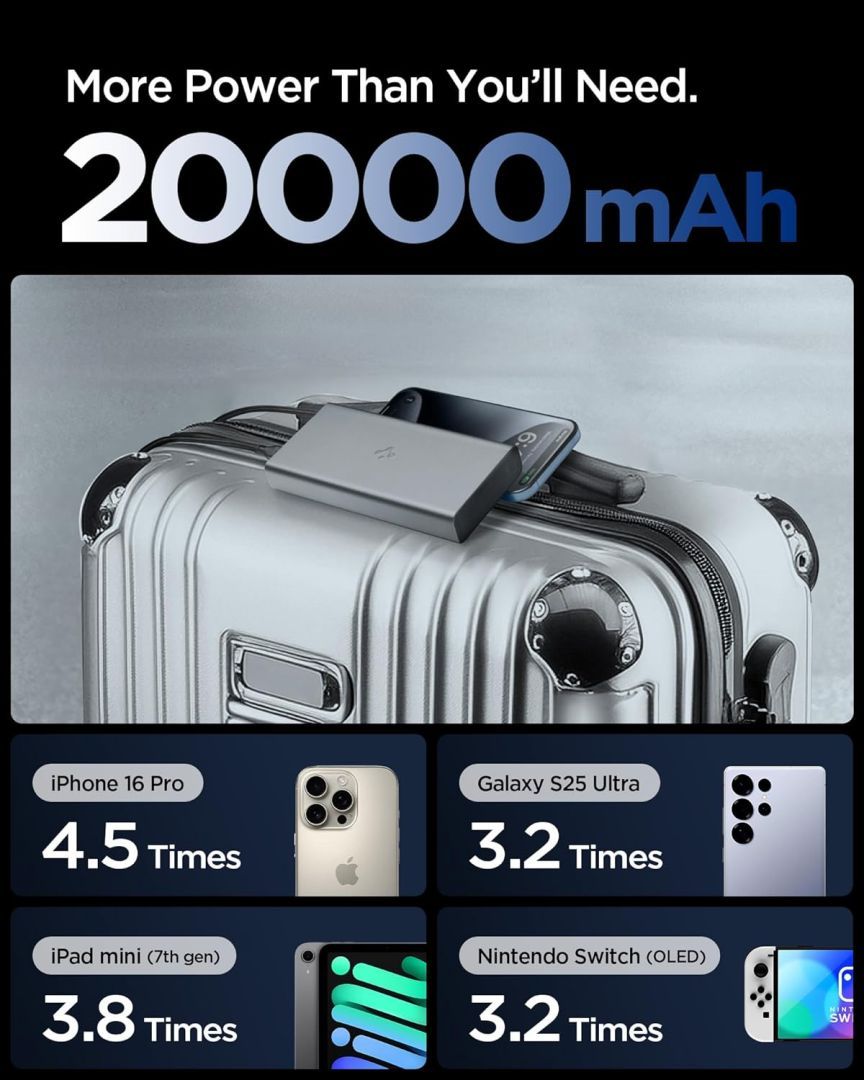 Spigen EA3020 Essential 20000mAh Power Bank Gray