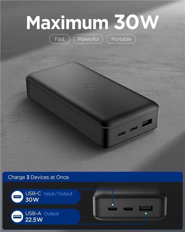 Spigen EA3030 Essential 30000mAh Power Bank Black Spigen EA3030 Essential 30000mAh Power Bank Black
