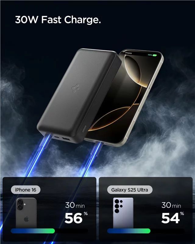 Spigen EA3030 Essential 30000mAh Power Bank Black Spigen EA3030 Essential 30000mAh Power Bank Black