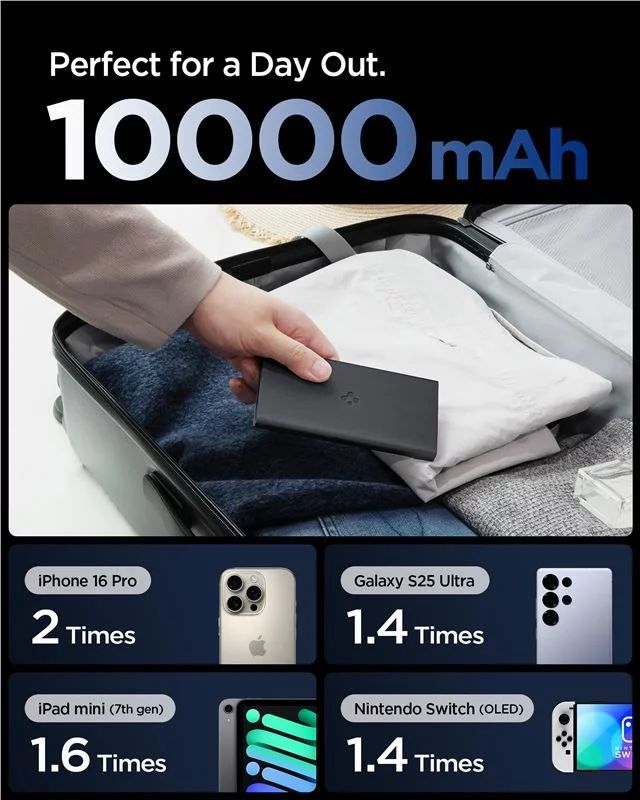 Spigen Essential 10000mAh Power Bank Black Spigen Essential 10000mAh Power Bank Black